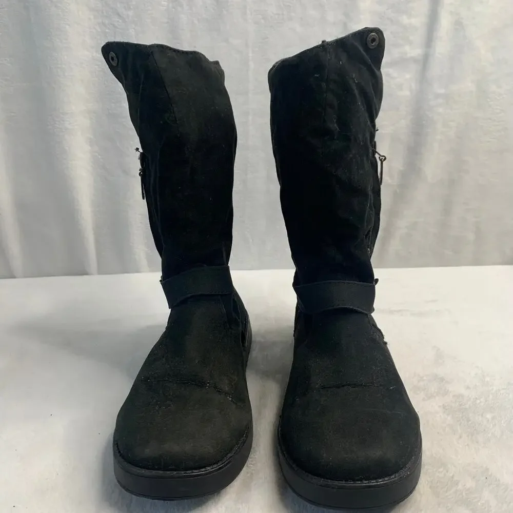 Guess Womens Sz 5.5 Mid Calf Biker Casual Faux Cheetah Fur Lines Boots Zip Up